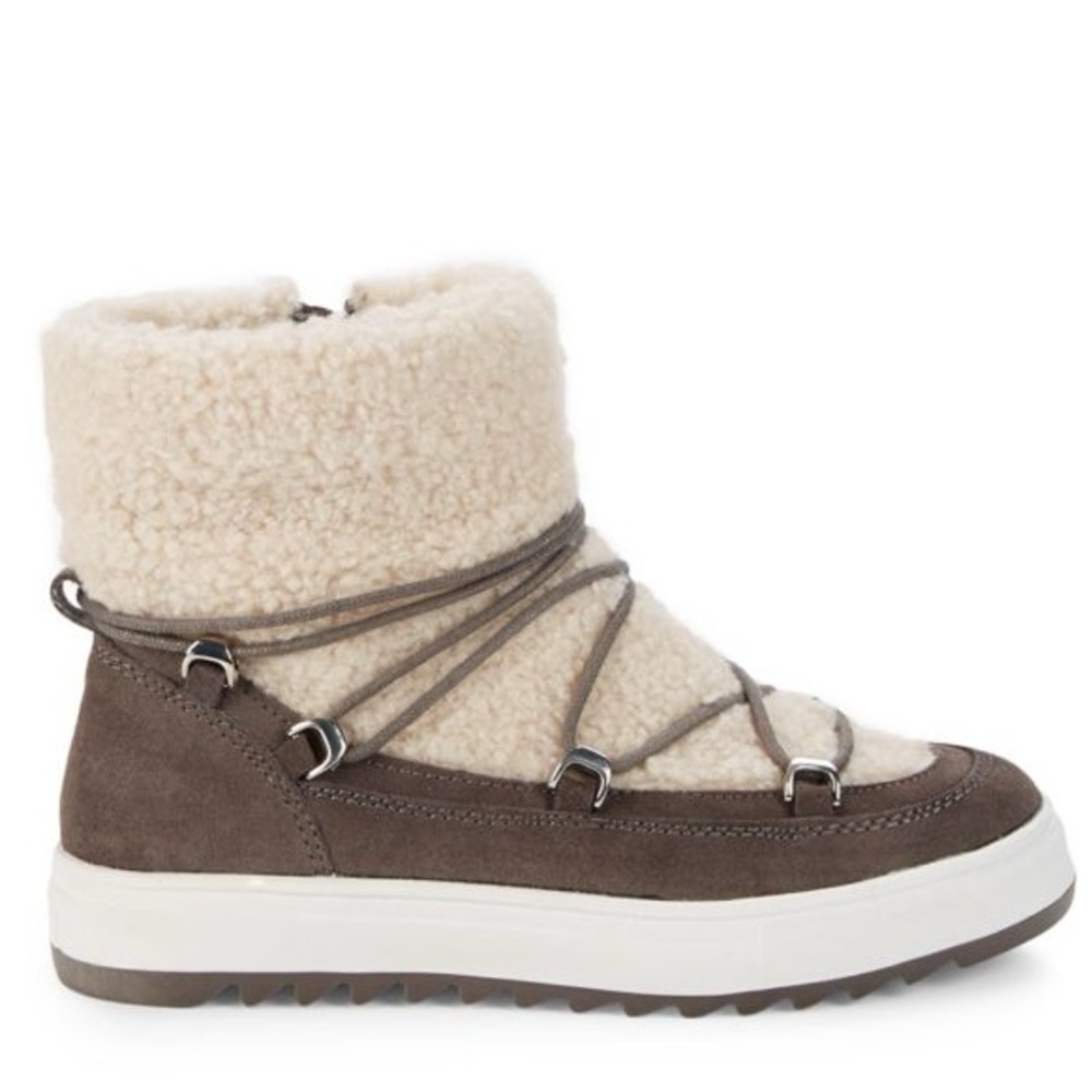 Waterproof Suede & Faux Shearling Boots 7.5 Tina Marie (Brown) Spencer